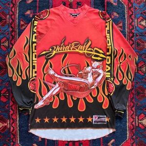 Vintage Third Rail Demon Racing Flames Longsleeve Motocross Jersey